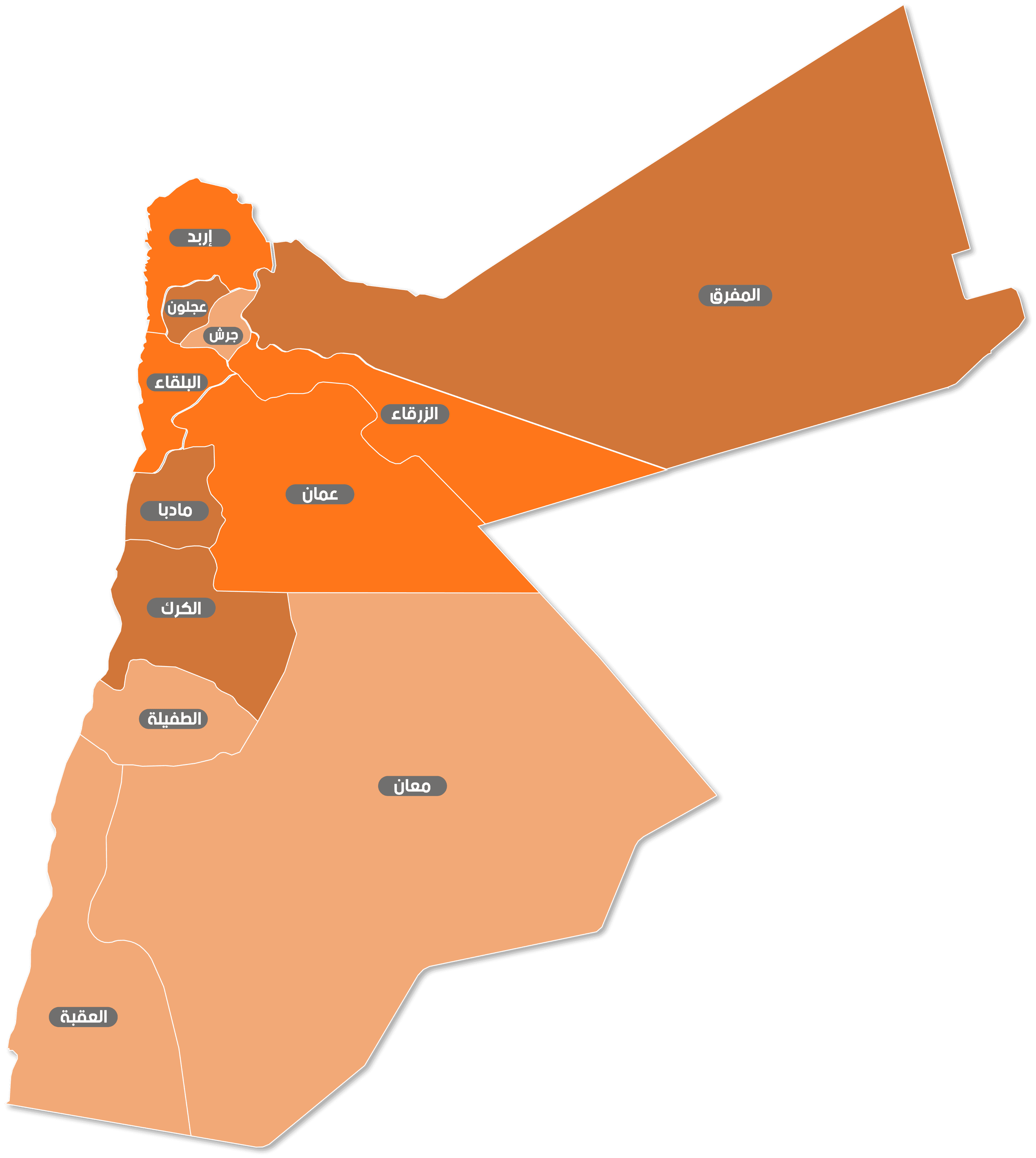 خريطة محافظات الأردن